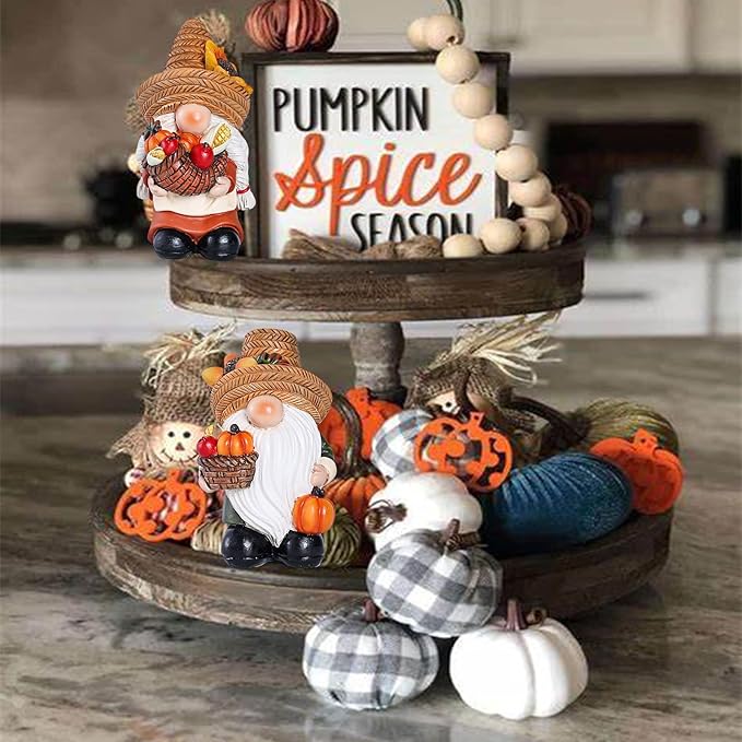 Fall Decorations for Home | Thanksgiving Table Decor - Fall Gnomes for Indoor & Otdoor Garden Pumpkin Thanksgiving Gnomes Figurines | Autumn Decor,Tabletop,Table Centerpieces, 4.2 "H
