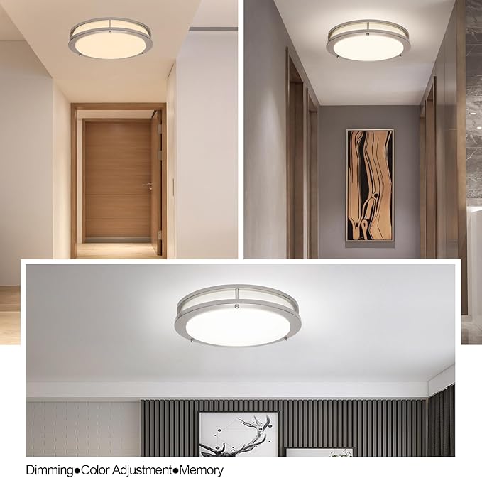OOWOLF Dimmable LED Flush Mount Ceiling Light Fixture with Remote Control, 13-Inch 36W 2700K-6500K Light Color Adjustable, Super Bright 3600 Lumens Ceiling Lamp for Bathroom, Bedroom, Kitchen, Hallway