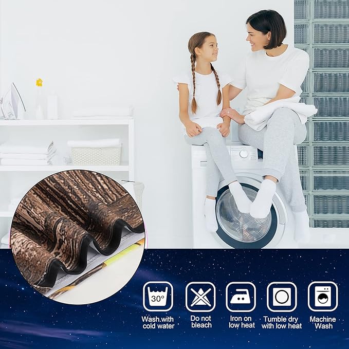 Sunflower Wood Barn Door Floral Blackout Curtains Flower Rustic Brown Vintage Wooden Farmhouse Decor Women Girl Ladies Home Bedroom Living Room Darkening Grommet Window Drapes 2 Panel Set, 42x63 Inch