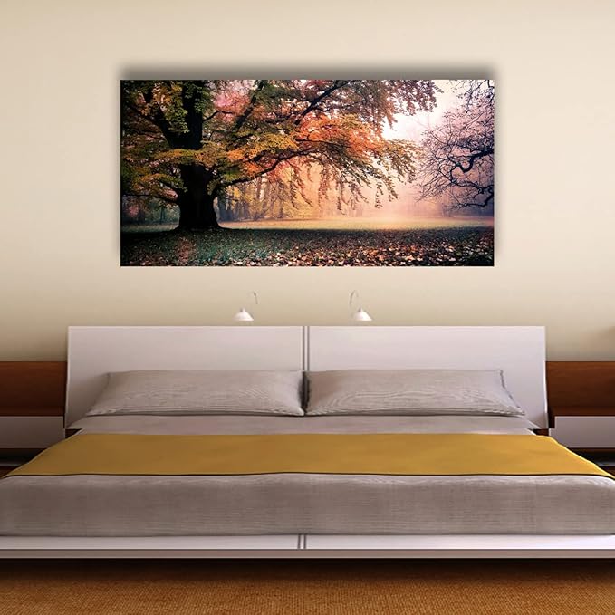 Tree of Life Wall Art Canvas Prints Natural Landscape Picture Home Decor Colorful Forest Paintings for Living Room Bathroom Bedroom Kitchen Decorations 24x48 Wooden Frames Artwork Easy Hanging