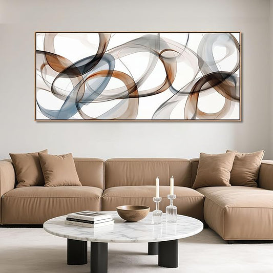 Large Modern Wall Art - Framed Canvas Wall Art Abstract Wall Decor for Living Room - Minimalist Style Artwork Decorations Wooden Frames for Canvas Paintings