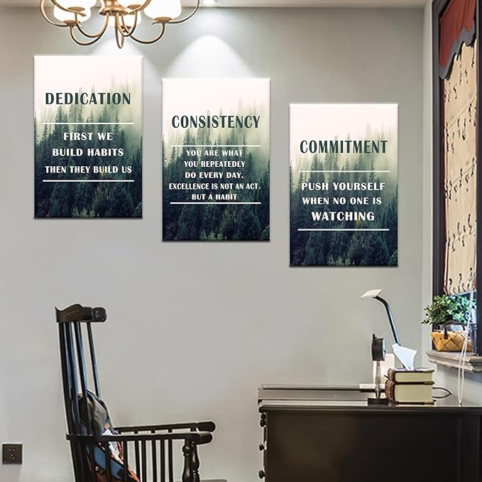 Inspirational Canvas Posters Wall Art Motivational Entrepreneur Quotes 3 Piece Picture Print Positive Painting Artwork for Home Bedroom Office Wall Decoration Stretched and Framed [48''Hx24''W]