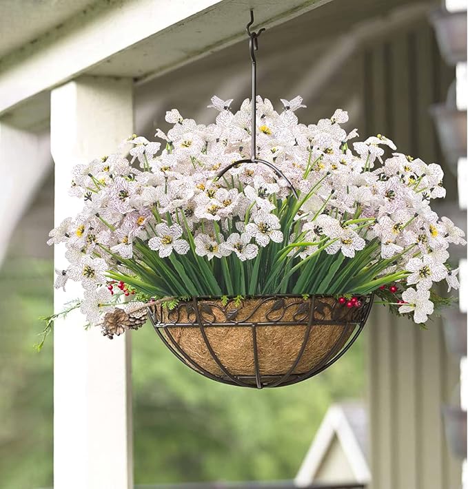 20 Bundles Artificial Flowers, Outdoor Indoor UV Resistant Fake Flowers No Fade Faux Plastic Plants Garden Porch Window Box Decoration