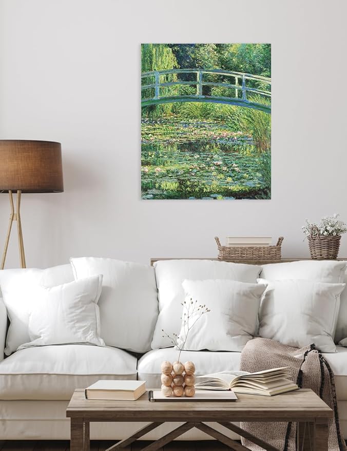 DECORARTS - The Japanese Bridge (The Water-Lily Pond), Claude Monet Art Reproduction. Giclee Canvas Prints Wall Art for Home Decor 24x20
