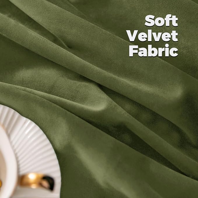 BGment Velvet Curtains 96 Inches for Bedroom, Sage Green Velvet Decorative Curtains Thermal Insulated Blackout Back Tab and Rod Pocket Drapes for Living Room, Set of 2 Panels, Each 52 x 96 Inch