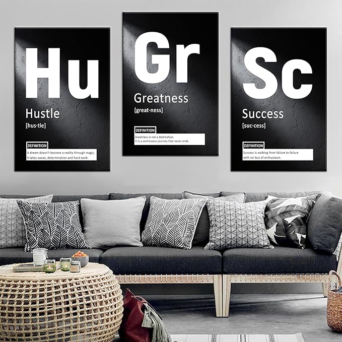 Motivational Canvas Posters Print Framed Wall Art 3 Pieces Inspirational Entrepreneur Quotes Picture Painting Artwork for Living Room Office School Wall Decoration Ready to Hang [72''Wx 36''H]