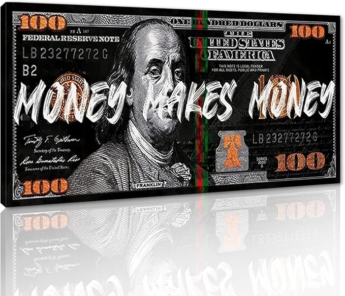 Yatsen Bridge Huge Banknotes Wall Art Canvas Money Makes Money Picture Poster and Prints Paintings Fashion Creativity Dollar Artwork Framed Ready to Hang-32 inch x 16 inch