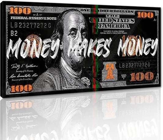 Yatsen Bridge Huge Banknotes Wall Art Canvas Money Makes Money Picture Poster and Prints Paintings Fashion Creativity Dollar Artwork Framed Ready to Hang-32 inch x 16 inch