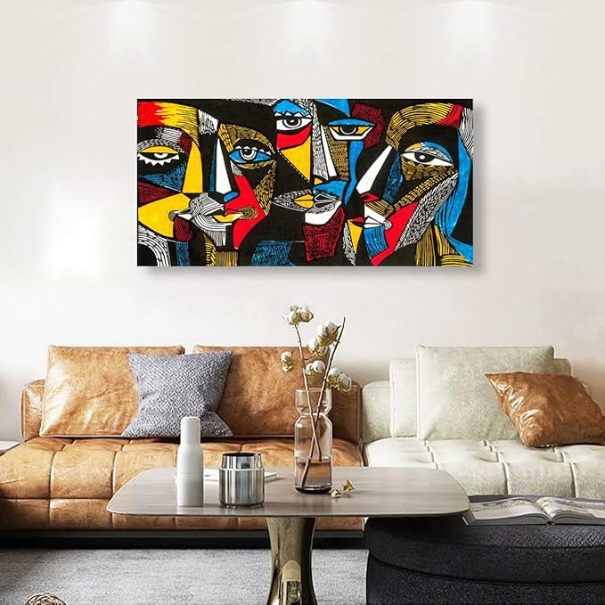 Abstract Human Face Canvas Wall Art for Living room Office Bedroom Special Wall Art Print Paintings Black and white portrait Pictures Boho Wall Decor Artwork Waterproof Ready to Hang - 20in * 40inch