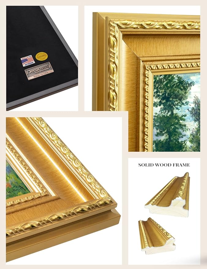 DECORARTS - Claude Monet Poppy Fields Near Argenteuil Giclee Print with Gold Solid Wood Frame, Impressionist Large Framed Wall Art, Ready to Hang, Framed Size28.75x24.75, Made in USA