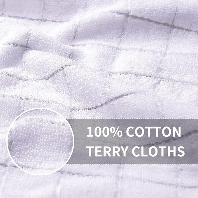 Homaxy 100% Cotton Terry Kitchen Towels(White, 13 x 28 inches), Checkered Designed, Soft and Super Absorbent Dish Towels, 8 Pack