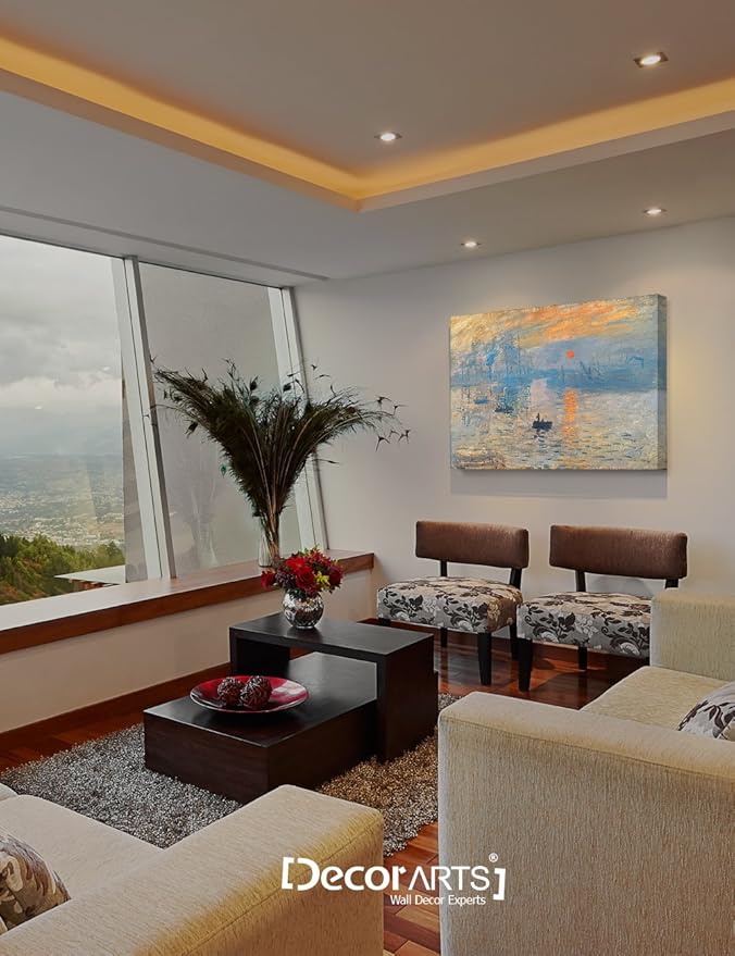 DECORARTS - Impression Sunrise, Claude Monet Art Reproduction. Giclee Canvas Prints Wall Art for Home Decor 30x24