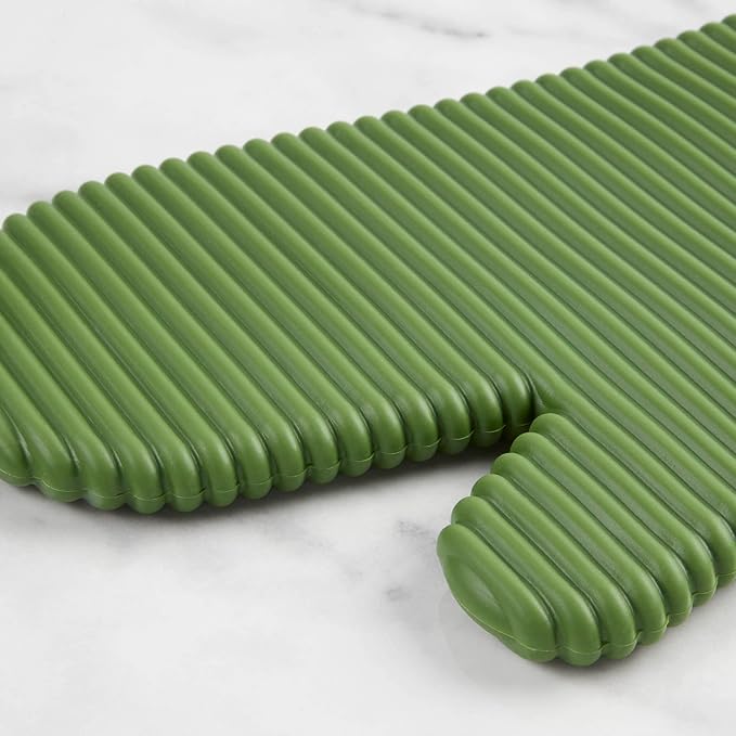 KITCHENAID Ribbed Soft Silicone Oven Mitt 2-Pack Set, 7.5"x13", Matcha