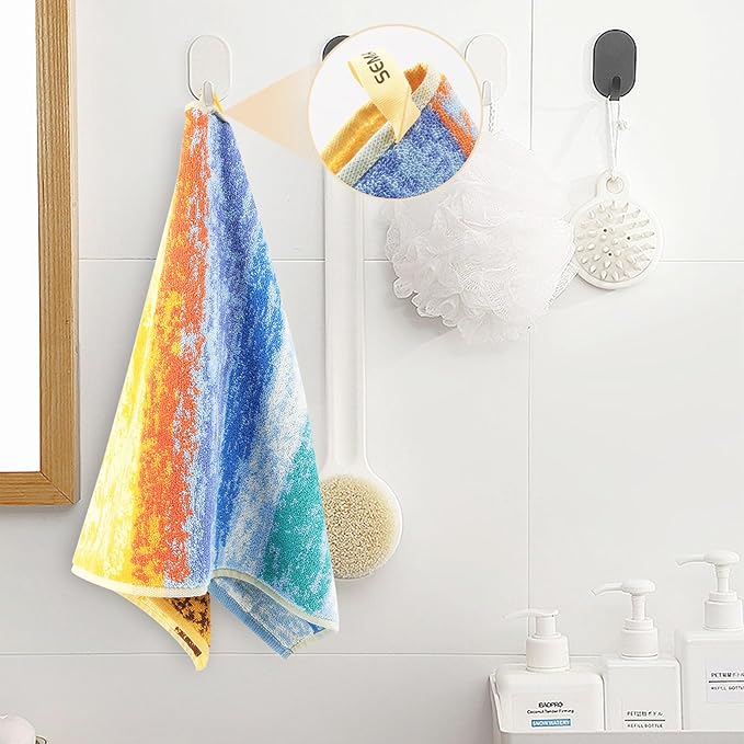 SEMAXE Bath Towel Set, 100% Cotton Bathroom Towels with Hanging Loops and Nano-Bio Lifecycle Labels, Include 2 Bath Towels, 2 Hand Towels, 4 Washcloths, Colorful Towel - Wheat Field Collection