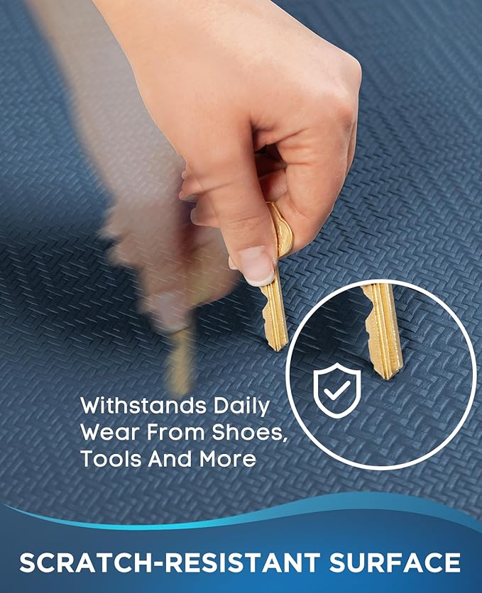 Ophanie Kitchen Mats for Floor, 3/4 Inch Thick Kitchen Rugs, 24x70 Anti Fatigue Standing Cushioned Mat, Waterproof,Comfort Ergonomic Mat for Office, Home, Sink, Blue Non-Slip Bottom