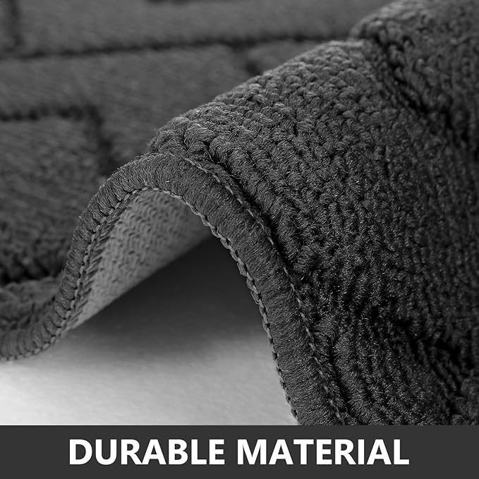 hicorfe Kitchen Rugs and Mats Sets,2 Pieces Super Absorbent Polypropylene Non-Slip Rug,Soft Comfort Floor Mat,Machine Wash for Kitchen,Hallway,Office,Sink,Laundry(20" x 31.5"+20" x 48",Charcoal)