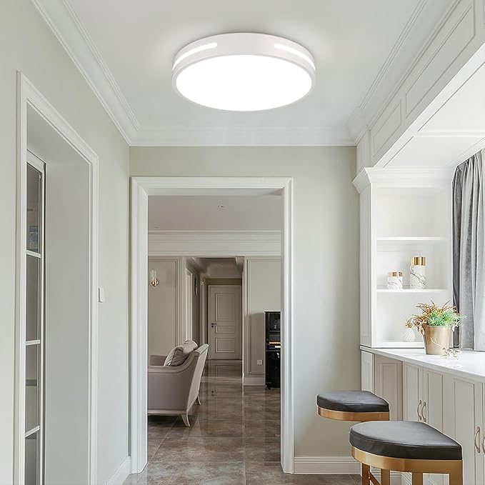 LED Ceiling Light Flush Mount 24W, White Bedroom Light Fixture Ceiling Mount Dimmable 2 Pack, 12 inch Close to Ceiling Light Fixture 5CCT for Kitchen, Bathroom, Living Room