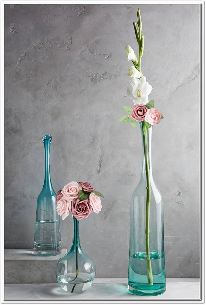 AmyHomie Artificial Flower Warm Taupe & Nude Rose 25pcs Real Looking Fake Roses w/Stem for DIY Wedding Bouquets Centerpieces Arrangements Party Baby Shower Home Decorations