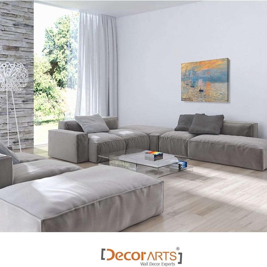 DECORARTS - Impression Sunrise, Claude Monet Art Reproduction. Giclee Canvas Prints Wall Art for Home Decor 24x20