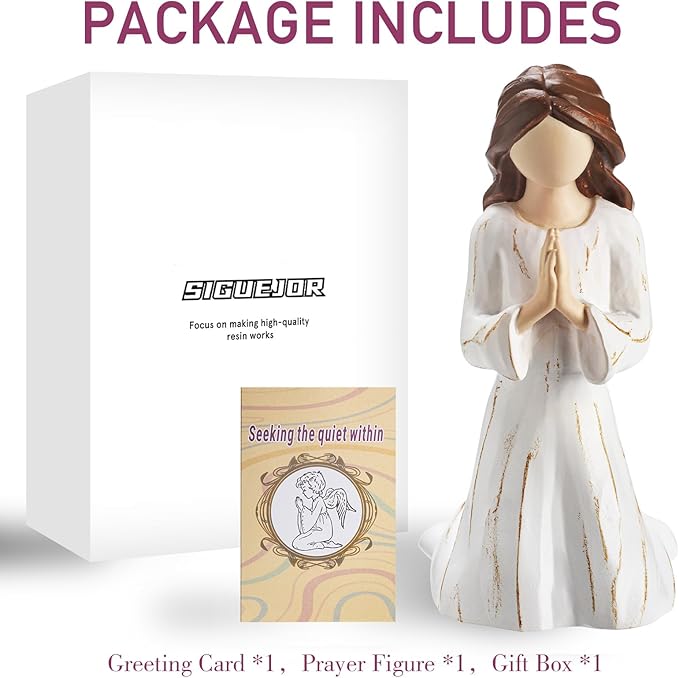 Christian Gifts for Women, Hand-Painted Resin Sculpture of Woman Kneeling in Prayer, A Gift to Encourage Hope, Healing, and Tranquility