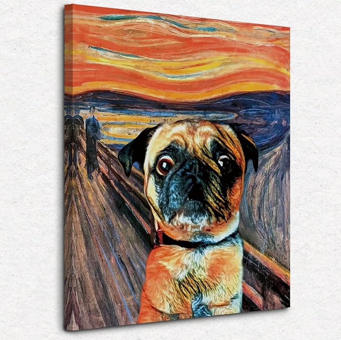 Nogrit Pug Dog Wall Art, Pug Gifts for Pug Lovers Women, Pug Decor, Pug Dog Posters, Pug Mom Gifts, Watercolor Pug Canvas Wall Art 11x14