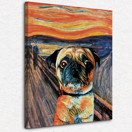 Nogrit Pug Dog Wall Art, Pug Gifts for Pug Lovers Women, Pug Decor, Pug Dog Posters, Pug Mom Gifts, Watercolor Pug Canvas Wall Art 11x14