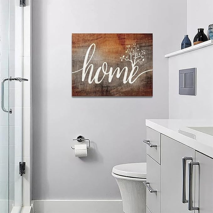Rustic Home Quotes Canvas Painting Print - Modern Family Decor Artwork - Framed for Living Room, Bathroom, Master Bedroom, Dining Room - 16"x12"