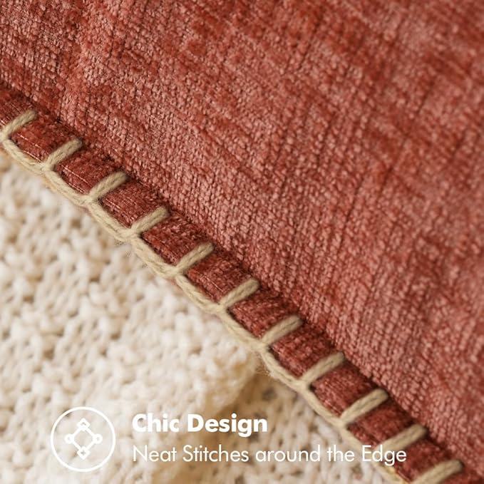MIULEE Pack of 2 Fall Couch Throw Pillow Covers 16x16 Inch Burnt Orange Farmhouse Decorative Pillow Covers with Stitched Edge Soft Chenille Solid Dyed Pillow Covers for Sofa Bed Living Room