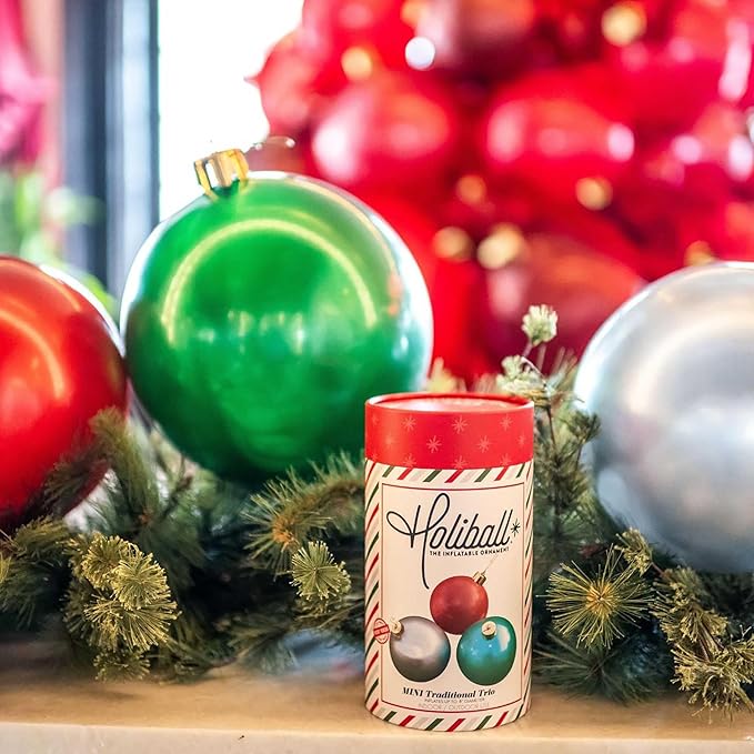 Inflatable Holiday Ornament – Ultimate Indoor/Outdoor Decoration – Reusable and Storage Friendly – for Weddings, Parties, Events, Team Colors – 8" Mini Trio Bundle Set – Traditional