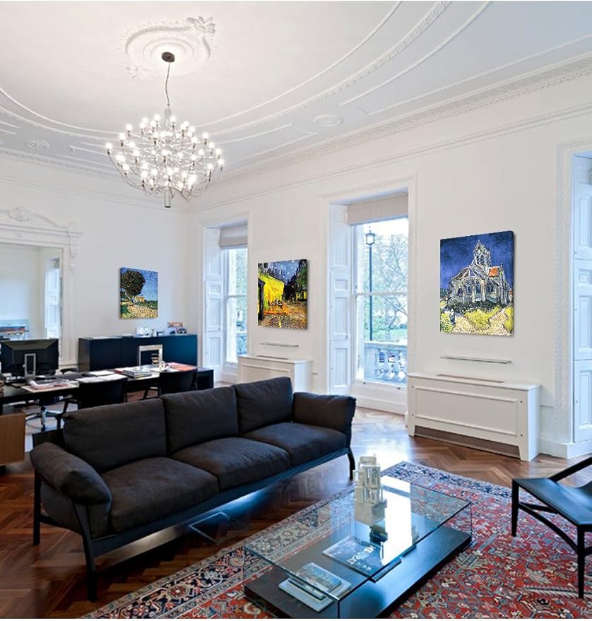 DECORARTS - Triptych (Van Gogh Famous Art Series), Vincent Classic Art Reproduction. Giclee Canvas Prints Wall Art for Home Decor 30x24, 3pcs/set