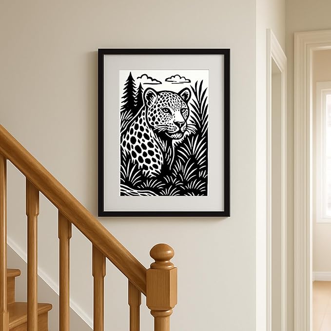 Caelumis Vintage Wall Art Decor Prints Black And White Pictures Posters For Farmhouse Living Bedroom Bathroom Room kitchen Handmade Unframed (Leopard 12x16in)