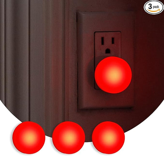 Loftie Night Lights Plug into Wall - 0.5W Plug in Night Light - Red Glow, Wall Light Sensing Dusk to Dawn - 2000K, UL Certified - Nightlight for Bathroom, Hallway, Bedroom Decor, Kitchen, 3-Pack