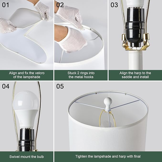 24.5" White Lamps Set of 2, Modern Table Lamps for Living Room with USB C+A Ports, Creative Stripe Touch Lamps for Nightstand, 2 Bulbs Included