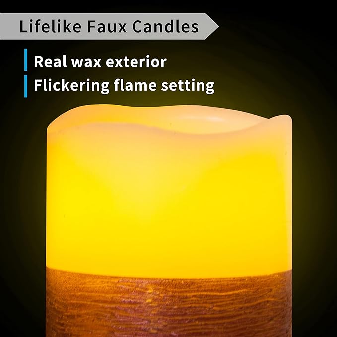 FURORA LIGHTING Red Real Wax Trim Candles with Remote and Timer, Pack of 8 Pillar & Votive Candles, LED Flameless Flickering Candles for Home Décor, Battery Included