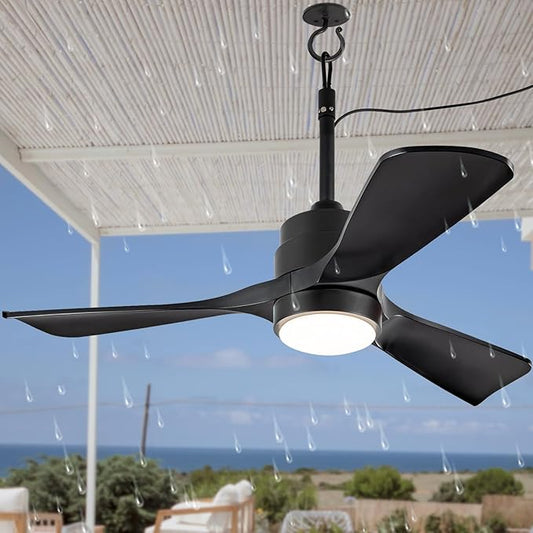 36" Gazebo Fans Outdoor Hanging with Remote, Outdoor Ceiling Fan for Patios with Light Waterproof, Plug in Cord Outlet Hook Wet Rated for Outside Porch, Pergola, Garage-Black
