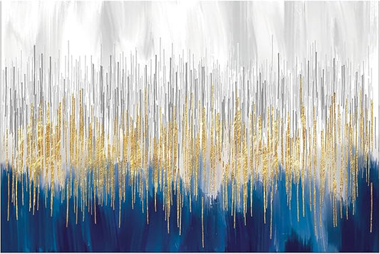 XXMWallArt FC3169 Abstract Wall Art Gold and Blue Canvas painting Artwork Painting Print for Living Room Bedroom Kitchen Home and Office Wall Decor