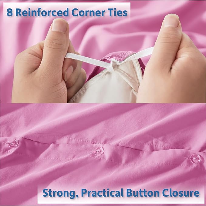 Nestl Light Pink Duvet Cover Full Size - Soft Double Brushed Full Size Duvet Cover Set, 3 Piece, with Button Closure, 1 Duvet Cover 80x90 inches and 2 Pillow Shams