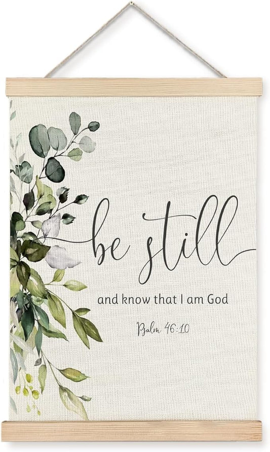 Supwhd Christian Wall Decor for Bedroom Living Room Office, Be Still and Know That I am God Psalm 46 Christian Wall Art Framed, 16x24
