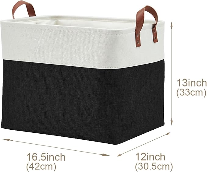 DECOMOMO Fabric Storage Basket Large Closet Storage Bins for Toys Nursery & Laundry Storage (Black & White, XXL - 3 Pack)