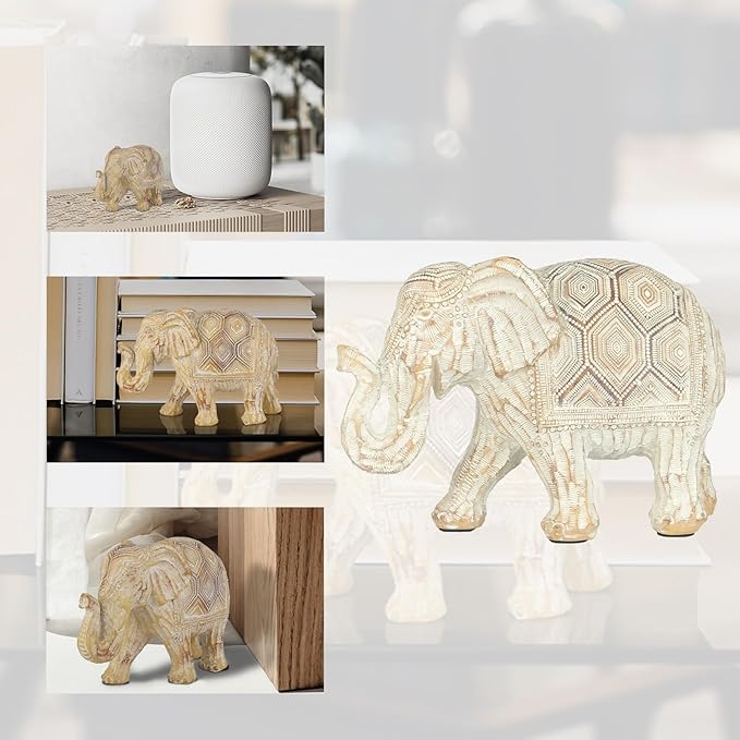 Bohemian-Style Elephant Statue Modern Art Sculpture - Feng Shui Home Decor Ornament for Bedroom, Office, Living Room, Desk & Cabinet Display, 4.72 Inch Indoor Decorative Figurine