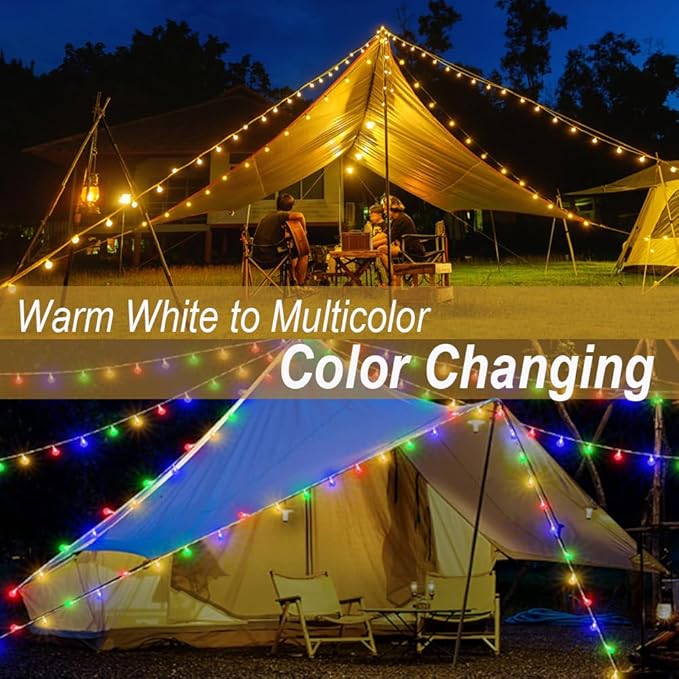 Mocalido 40ft Globe String Lights Battery Operated Outdoor, 80 LEDs Hanging Lights with Remote, Warm White & Multicolor Waterproof Fairy Lights for Outside Indoor Camping Tent Decor