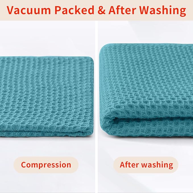 Homaxy 100% Cotton Kitchen Towels and Dishcloths Set, 12 x 12 Inches and 13 x 28 Inches, Set of 8 Bulk Kitchen Towels Set, Ultra Soft Absorbent Dish Cloths for Washing Dishes, Lake Blue