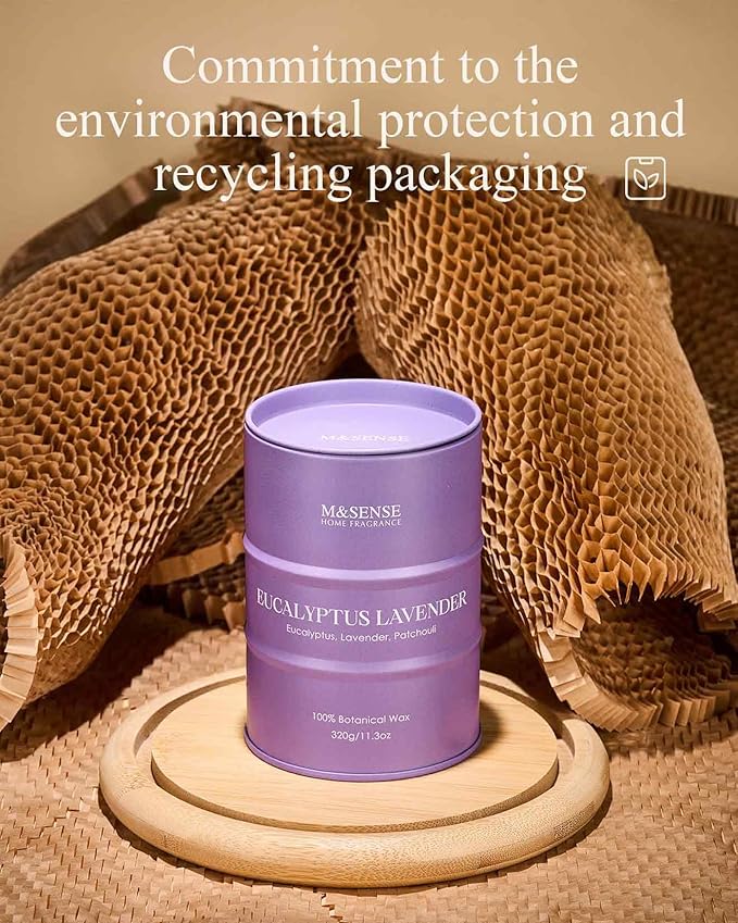 M&SENSE Eucalyptus Lavender Scented Candles Natural Non Toxic, Aromatherapy Candle for Stress Relief Meditation Relaxing, Housewarming Gifts for Women Men, 11.3oz 70 Hour Long Burning