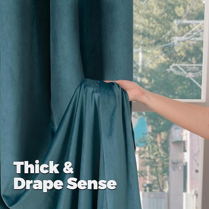 BGment Teal Velvet Curtains 72 Inch Length for Bedroom, Elegant Blackout Thermal Insulated Room Darkening Super Soft Curtains with Back Tab and Rod Pocket for Living Room, 2 Panels, 52 x 72 Inch