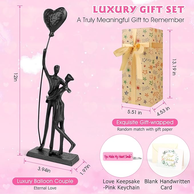 Wedding Gifts for Couples 2025, Romantic Couple Iron Sculpture 12in Handcrafted Passionate Love Metal Statue Decoration, Anniversary for Women Men Her Him Wife Husband Birthday Gifts