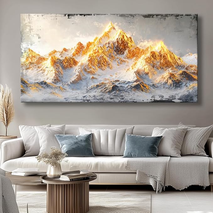 Canvas Wall Art Mountain Peak - Modern Landscape Paintings for Living Room, Bedroom Wall Decor, Framed Wall Art for Home or Office Decoration, Large Wall Art 60x120cm(24x48in)