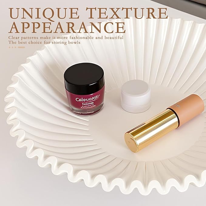 Elegant White Decorative Bowls for Home Decor, Modern Accent Pieces, Living Room, Dining Room, Table Centerpiece (White)