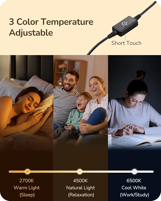 EDISHINE Upgraded LED Table Lamp Set of 2, Stepless Dimmable Bedside Lamps with Metal Finish & 3 Color Temperature, 6W Modern Desk Lamps, Gold Nightstand Lamp for Bedroom, Living Room, Corner, Gift