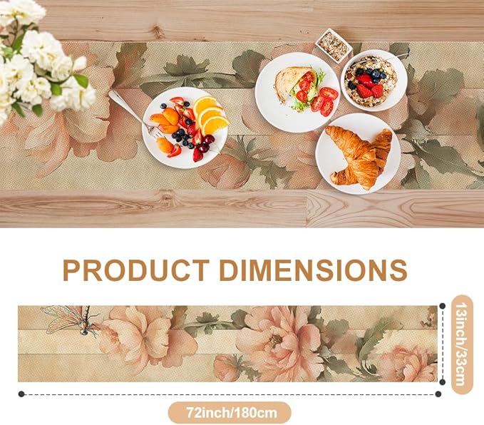 ANNA QUEEN Flowers Table Runner 13 x 72 Inch for Dining Table, Table Runner for Seasonal Autumn Kitchen Dining Table Decoration for Home Party Decor Thanksgiving Harvest