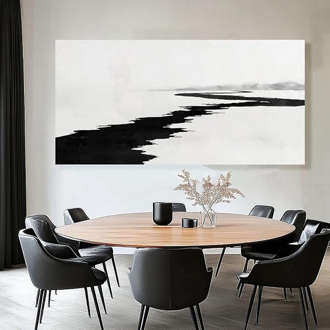 SDYA Black and White Pictures for Wall Decor Minimalist Canvas Painting 48x24 Hanging Decor for Bedroom Large Wall Art for Office